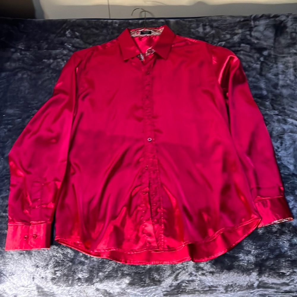 Coofandy mens Satin dress shirt M